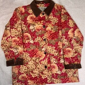 Vtg L.L. Bean Women's Floral Barn Chore Utility Jacket -L(23x30x24)